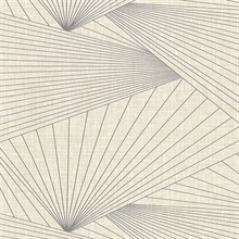 Berkeley Eggshell Geometric Fan Faux Linen Vinyl Wallpaper