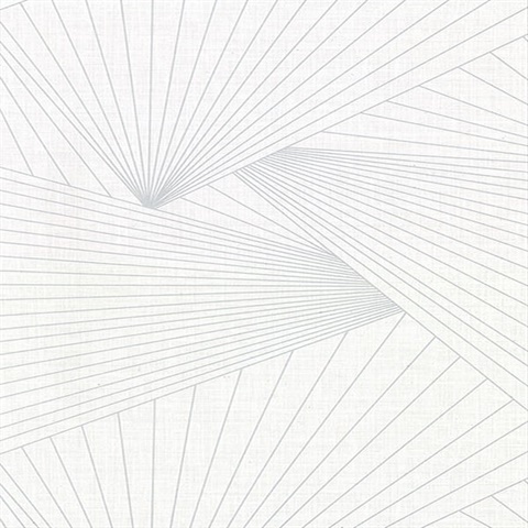 Berkeley White Geometric Fan Faux Linen Vinyl Wallpaper