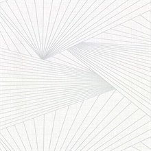 Berkeley White Geometric Fan Faux Linen Vinyl Wallpaper