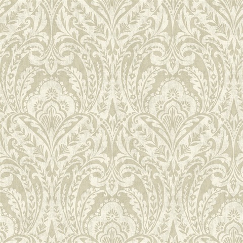 Berkshire Beige Damask Wallpaper