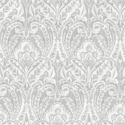 Berkshire Grey Damask Wallpaper