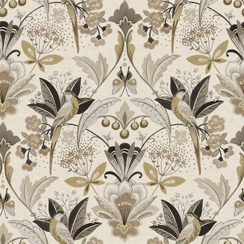 Bernadette Black Garden Wilderness Bird Wallpaper