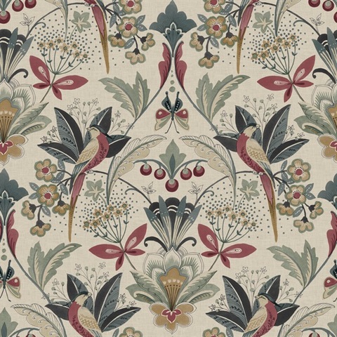 Bernadette Jewel Garden Wilderness Bird Wallpaper