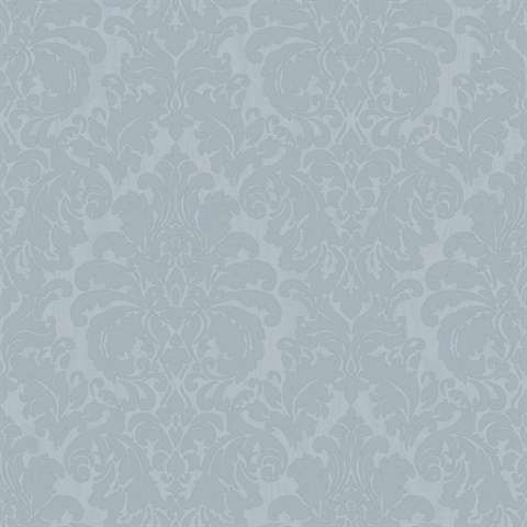 Betina Light Blue Silk Damask Wallpaper