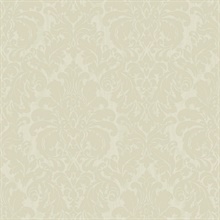 Betina Light Yellow Silk Damask Wallpaper