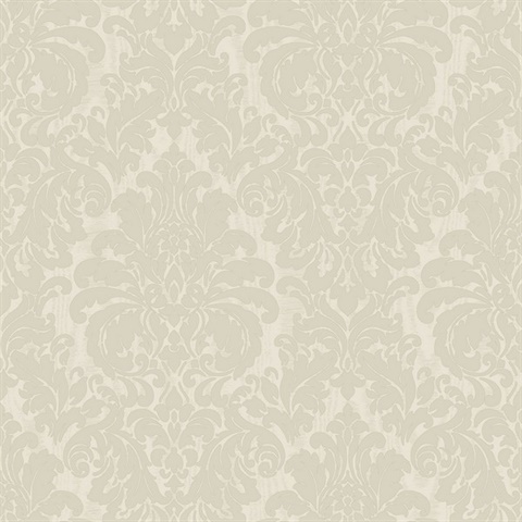 Betina White Silk Damask Wallpaper