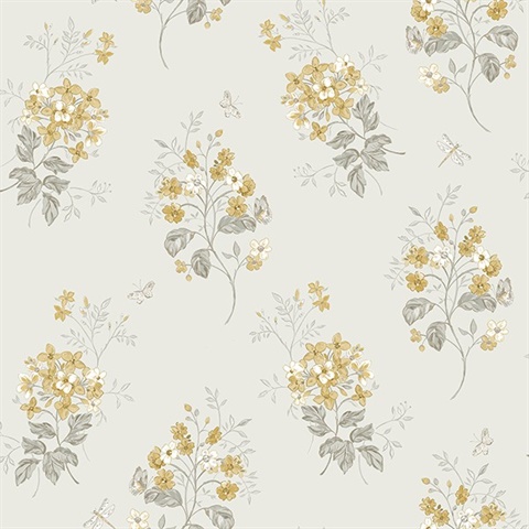 Beverly Yellow Floral Wallpaper