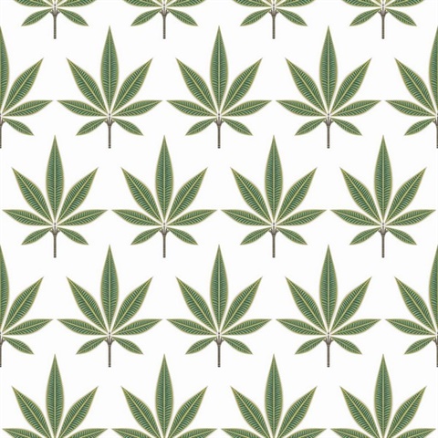 Bicton Green Fern Leaf Toile Wallpaper