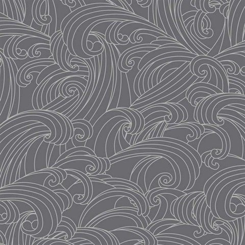Big Wave Grey Wallpaper