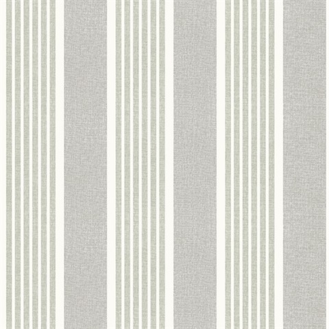 Bingley Green & Grey Embellished Stripe Wallpaper