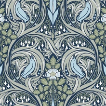 Bird Ogee Navy & Fern Green Peel and Stick Wallpaper