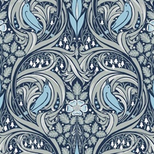 Bird Ogee Navy & Sky Blue Peel and Stick Wallpaper