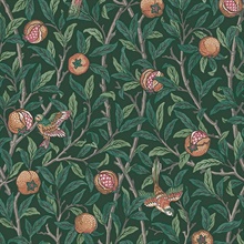 Bird & Pomegranate Deep Green Wallpaper