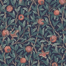 Bird & Pomegranate Navy Wallpaper
