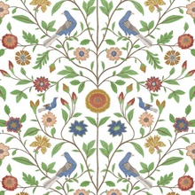Bird Toile Floral White Peel and Stick Wallpaper