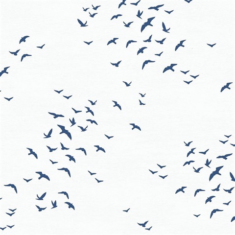 Birds in Flight Animal Print Navy Blue Peel and Stick Wallpaper