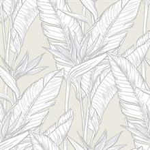 Birds of Paradise Pearl Grey & Metallic Silver Peel and Stick Wallpape