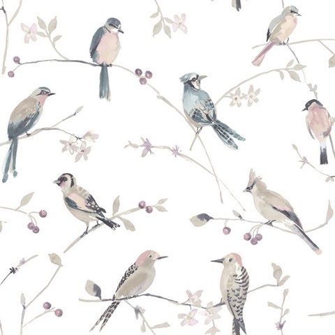 Birdsong Mauve Trail Wallpaper