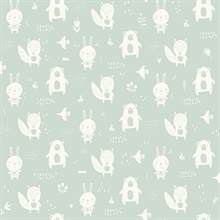 Bitsy Mint Woodland Animals Wallpaper