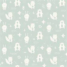 Bitsy Mint Woodland Animals Wallpaper