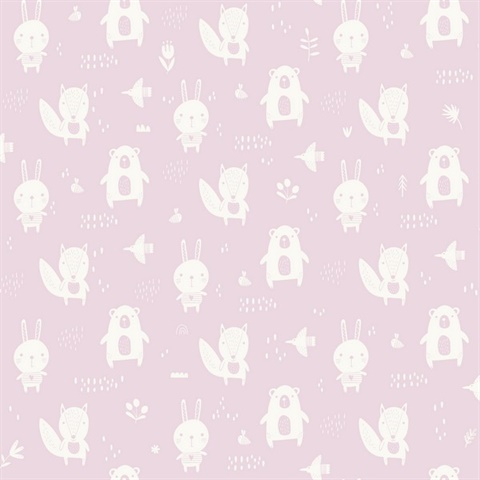 Bitsy Pink Woodland Animals Wallpaper