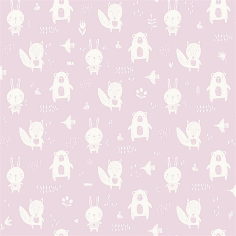 Bitsy Pink Woodland Animals Wallpaper