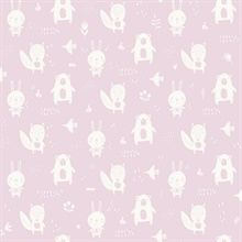 Bitsy Pink Woodland Animals Wallpaper