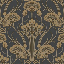 Black 1920s Textured Nouveau Damask