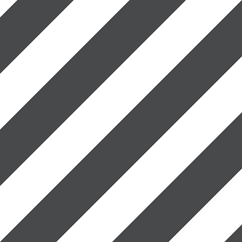 Black and Ebony Diagonal Stripe Prepasted Wallpaper
