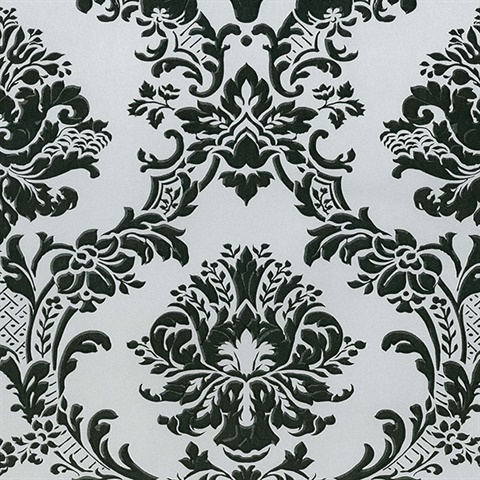 Black and Grey Brixham Raised Damask