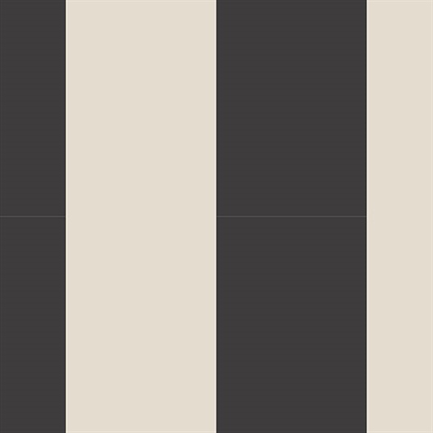 Black and Taupe Vertical 5.25in Stripe Prepasted Wallpaper