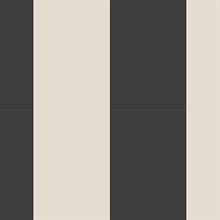 Black and Taupe Vertical 5.25in Stripe Prepasted Wallpaper