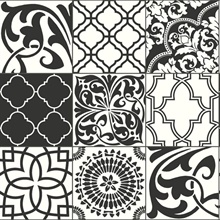 Tile Black and White Graphic Tile Black & White Peel and Stick Wallpap