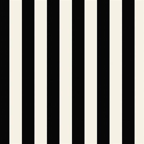 Black and White Vertical 1.25in Regency Stripe Prepasted Wallpaper