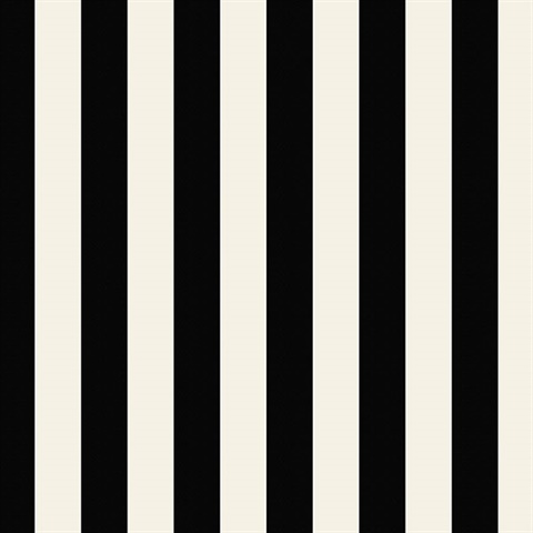 Black and White Vertical 1.25in Regency Stripe Prepasted Wallpaper