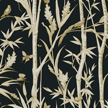 Black Bambou Toile Wallpaper