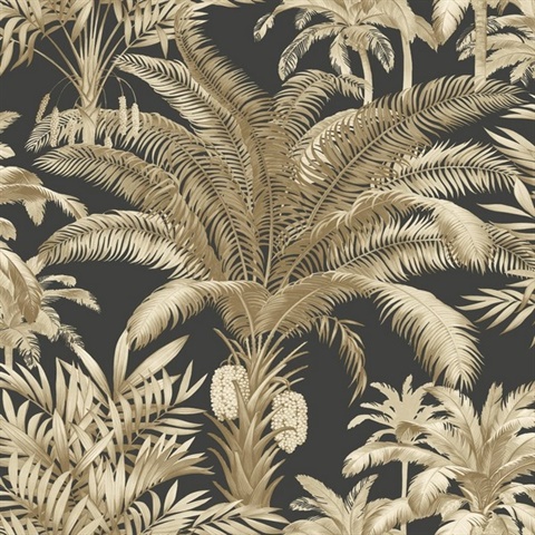 Black & Beige Charleston Palm Tree Wallpaper