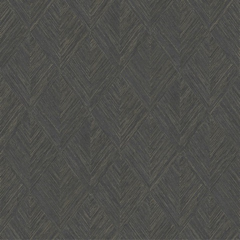 Black Belmont Woven Diamond Wood Wallpaper