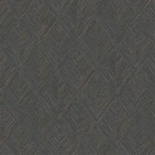 Black Belmont Woven Diamond Wood Wallpaper