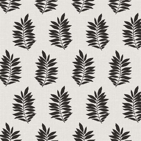 Black Block Print Leaf Wallpaper