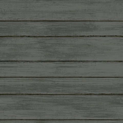 Black Broad Side Faux Textured Wood Panel Wallpaper