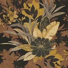 Black, Brown & Gold Commercial Flowers Wallpaper