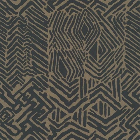 Black & Brown Tribal African Print Wallpaper