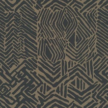 Black &amp; Brown Tribal African Print Wallpaper