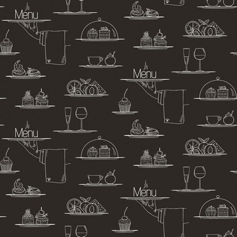 Chalkboard Menu Design 33' L x 21 W Wallpaper Roll Galerie Wallcoverings Color: Black/White