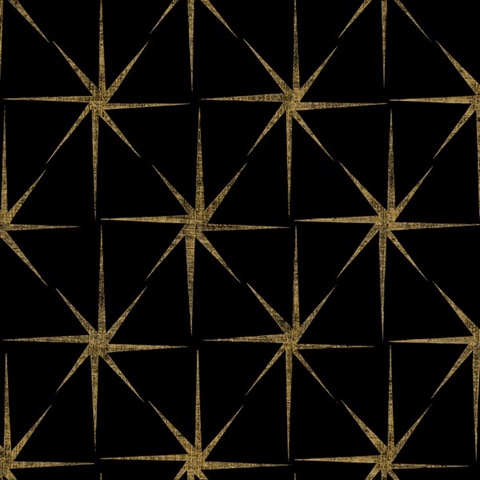 Black Evening Star Metallic Geometric Wallpaper