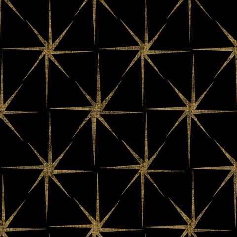 Black Evening Star Metallic Geometric Wallpaper