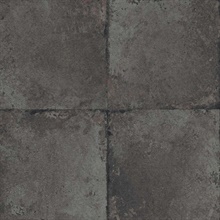 Black Faux Distressed Stone Tile Wallpaper