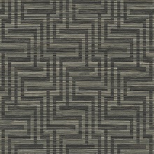 Black Faux Grasscloth Geometric Grey Key Wallpaper