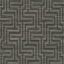 Black Faux Grasscloth Geometric Grey Key Wallpaper